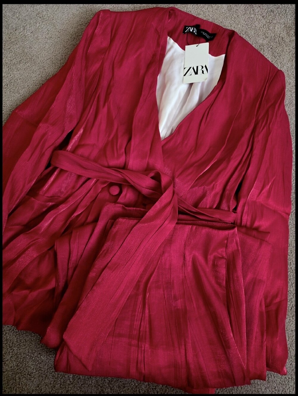 Zara Set 2pc Wide Pants and Blazer Pink Size XL - Picture 16 of 16
